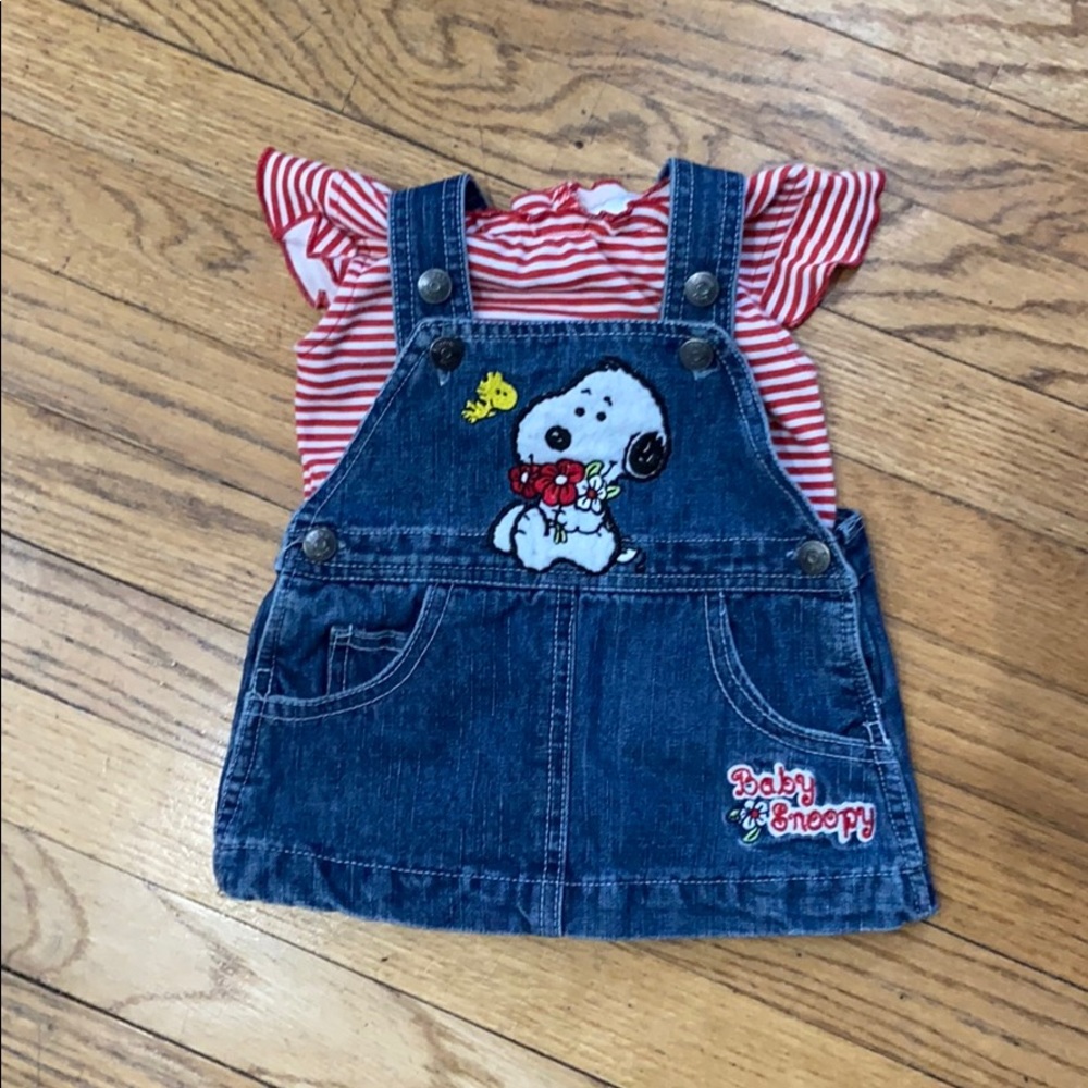 Baby Snoopy Denim Short-Sleeve Two piece set